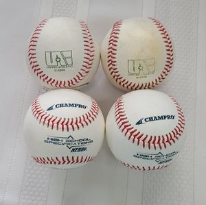 Lot of 4 Baseballs (2 Champro & 2 UA) High School Game Balls